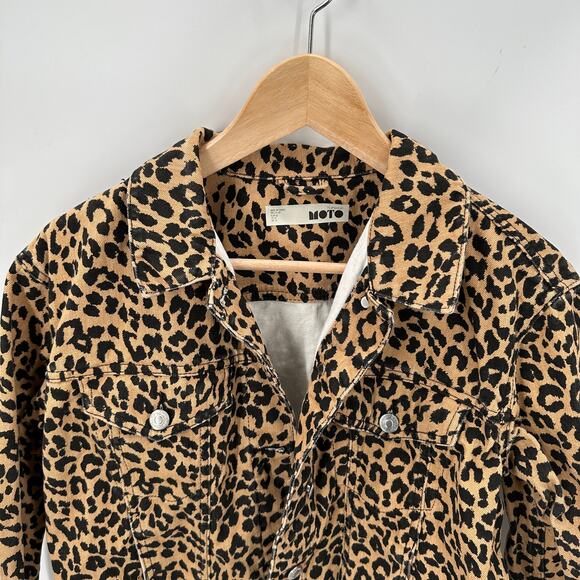 TOPSHOP Moto Animal Print Cropped Jacket // 10 - Picture 2 of 9